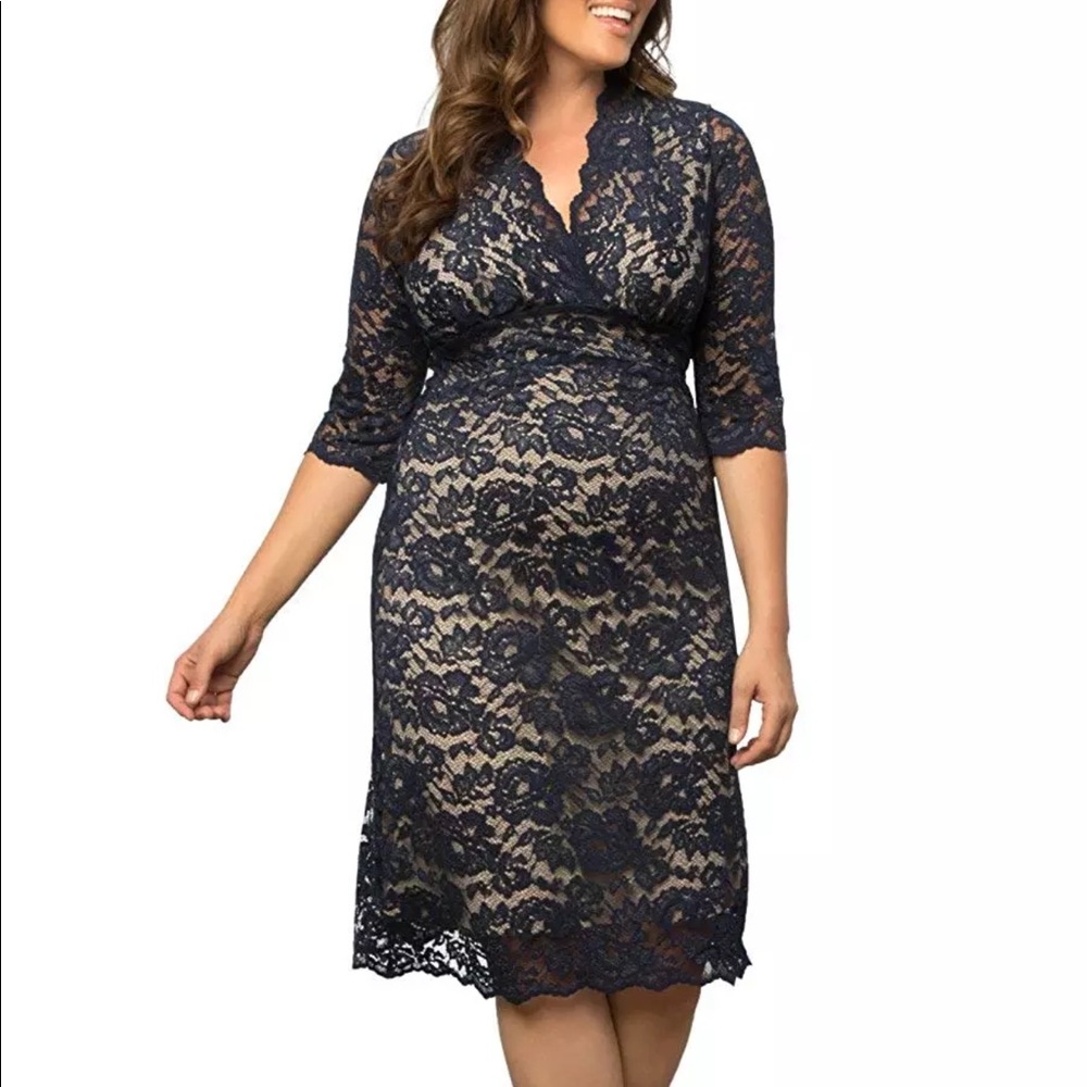 Kiyonna Black/Nude Lace Scalloped Boudoir Dress